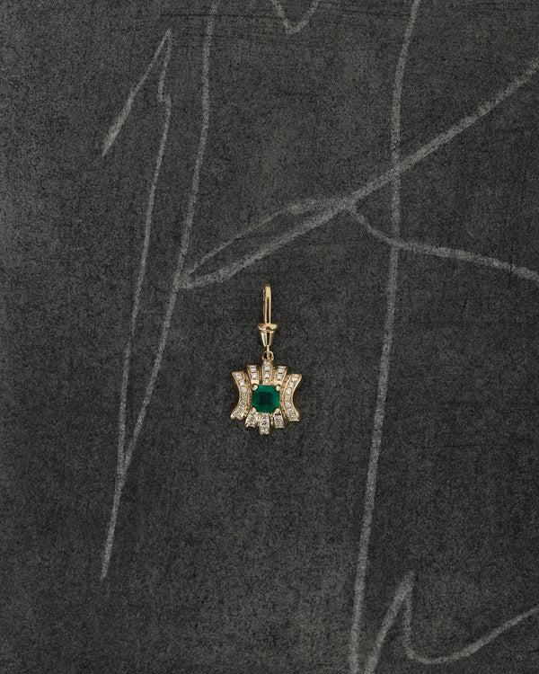 Azlee ĀZLEE X Gemfields Fluid Staircase Emerald Pave Diamond Charm