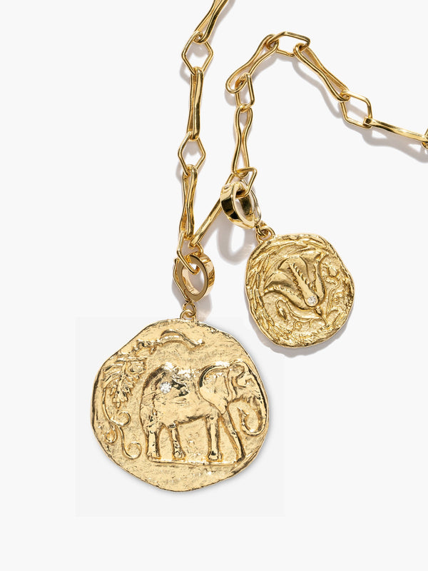 azlee Large Elefante Loyalty and Small Of The Earth Modern Charm Necklace