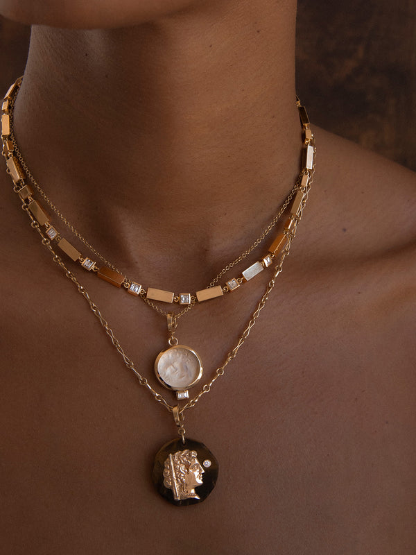 Azlee Nymph Venetian White Glass Coin Charm With Baguette Diamond