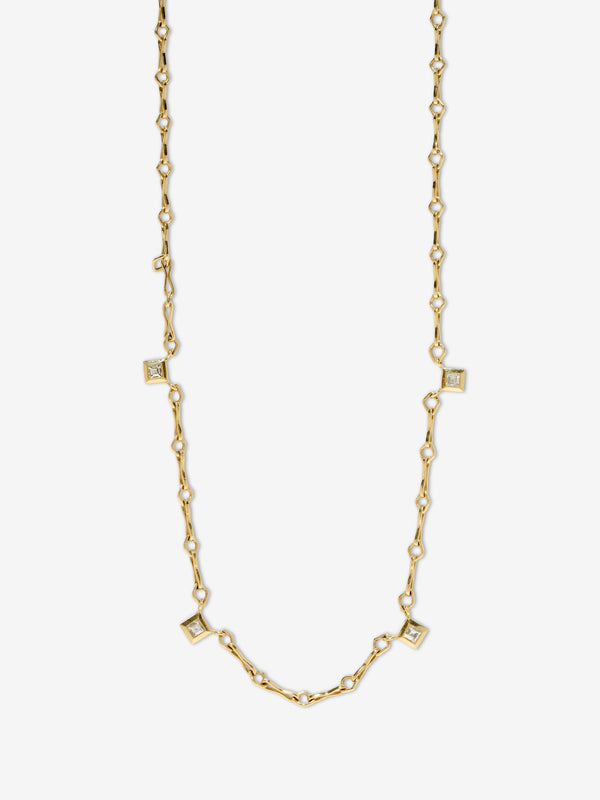 azlee Small Motif Lozenge-Link Chain with Carre Diamonds