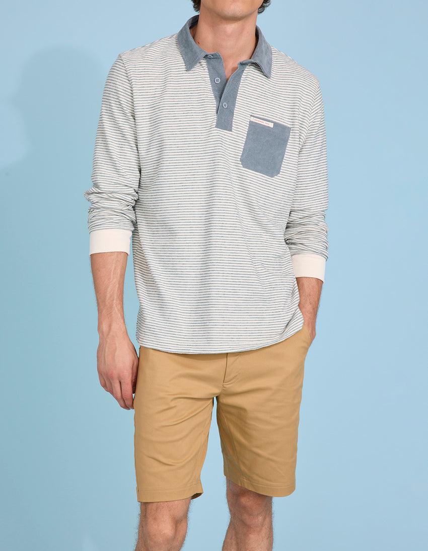 Aztech Mountain AMUNDSEN CHUKKA LONG SLEEVE POLO Stormy Blue