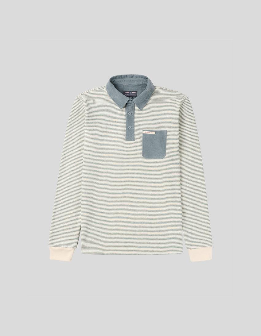 Aztech Mountain AMUNDSEN CHUKKA LONG SLEEVE POLO Stormy Blue