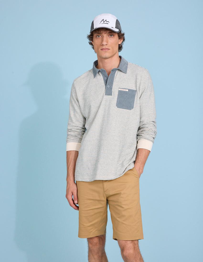 aztech mountain AMUNDSEN CHUKKA LONG SLEEVE POLO stormy blue