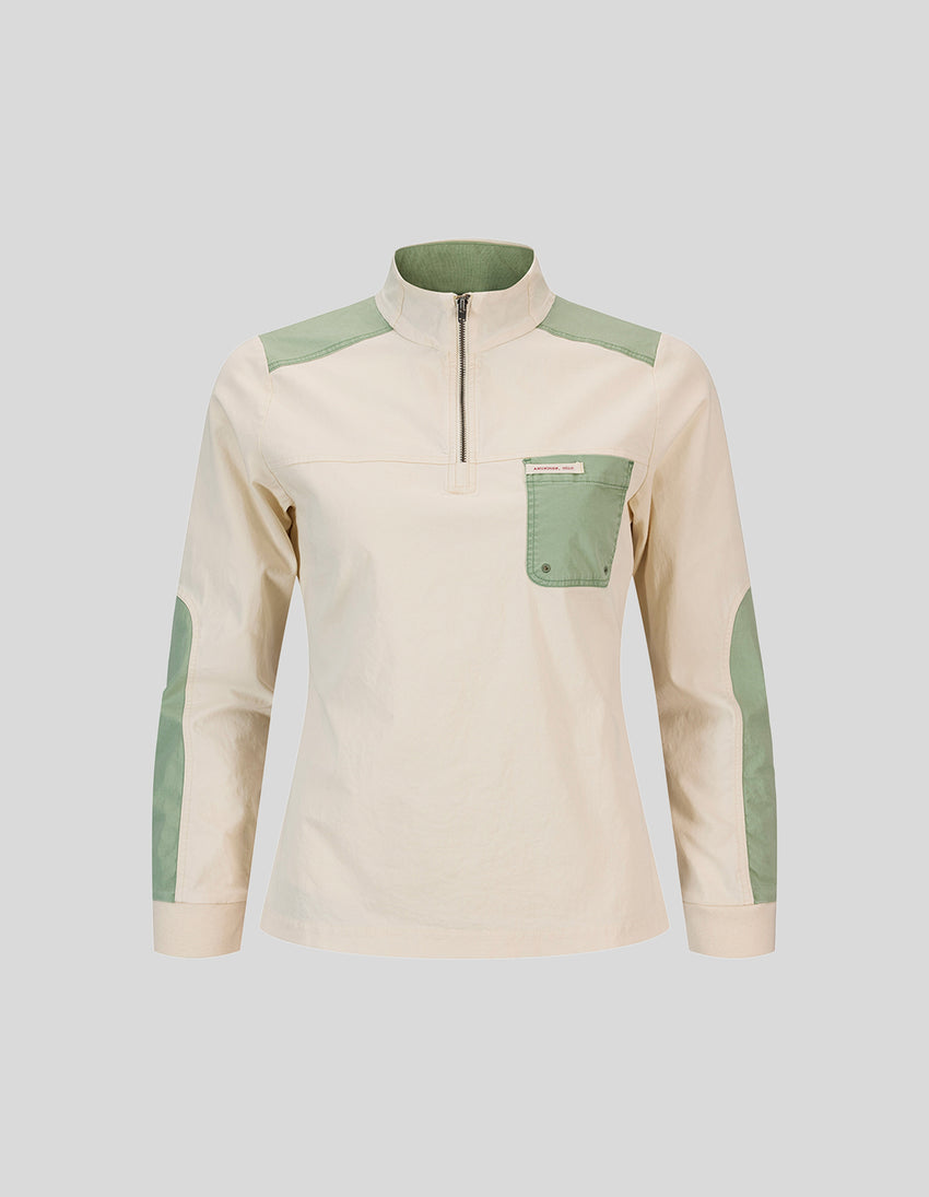 Aztech Mountain AMUNDSEN DITCH HIKER HALF ZIP Oatmeal/faded Mulberry Green