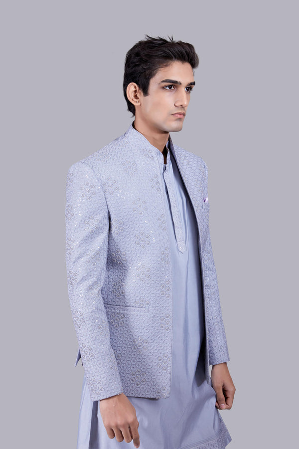 B More ACE BLUE SILK THREAD WORK INDO WESTERN