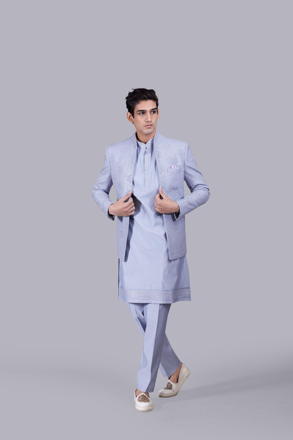 B More ACE BLUE SILK THREAD WORK INDO WESTERN