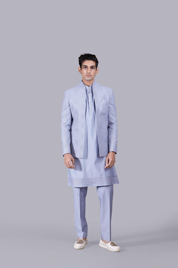 b more ACE BLUE SILK THREAD WORK INDO WESTERN