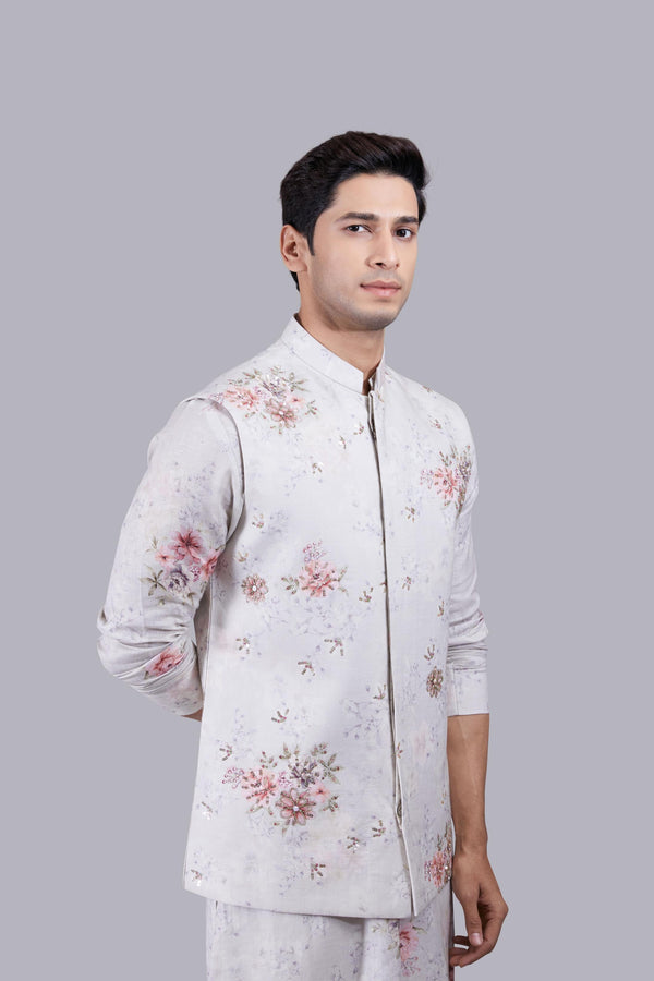 B More ACE GREY LINEN DIGITAL PRINT BUNDI SET