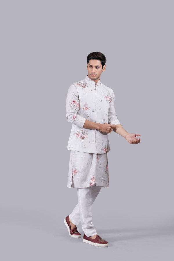 B More ACE GREY LINEN DIGITAL PRINT BUNDI SET