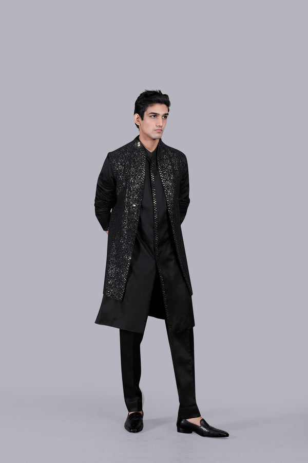 b more BLACK COTTON SILK THREAD WORK INDO WESTERN