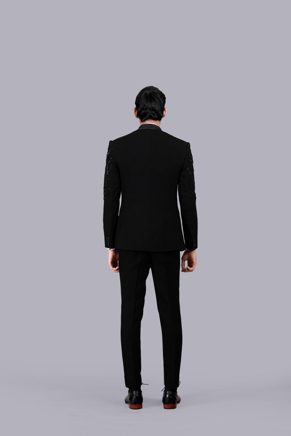 B More BLACK ITALIAN CREPE SEQUENCE WORK SUIT