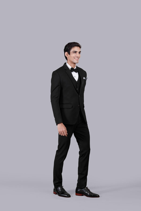 B More BLACK KNITTED LYCRA PLAIN SUIT
