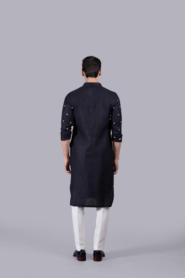 B More BLACK PURE LINEN KURTA SET