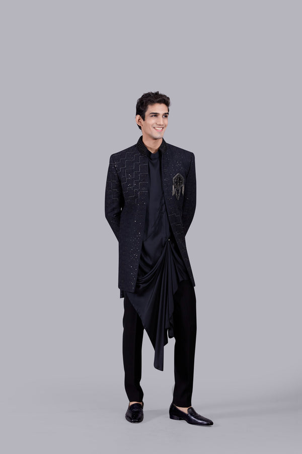 b more BLACK SILK CUTDANA WORK INDOWESTERN