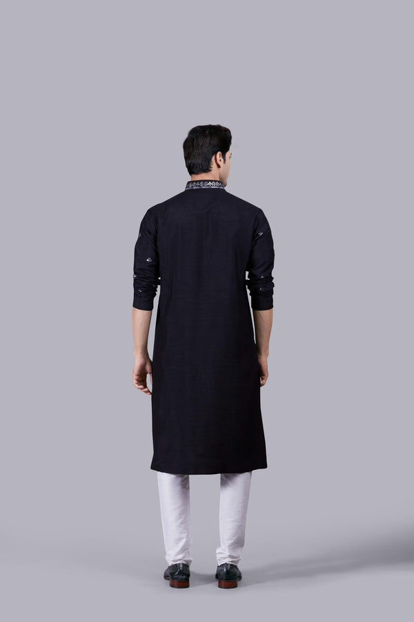 B More BLACK SILK THREAD WORK KURTA SET