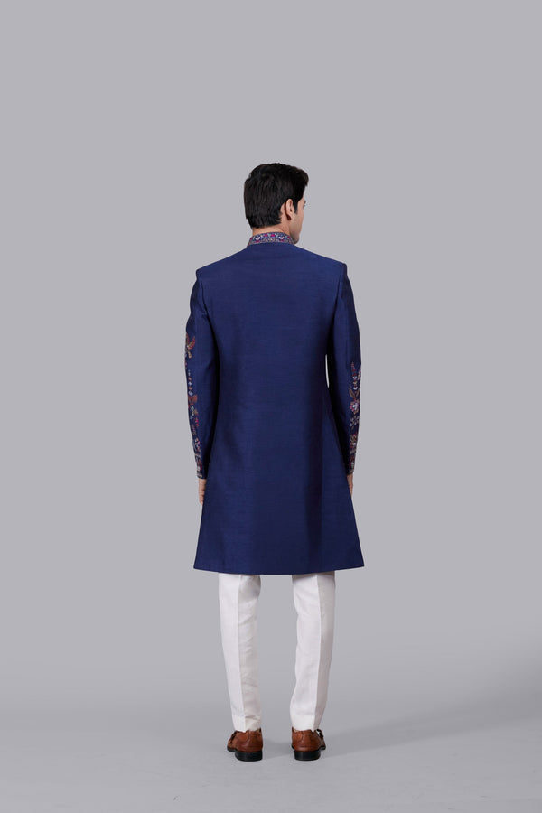 B More BLUE BHAGALPURI SILK INDOWESTERN