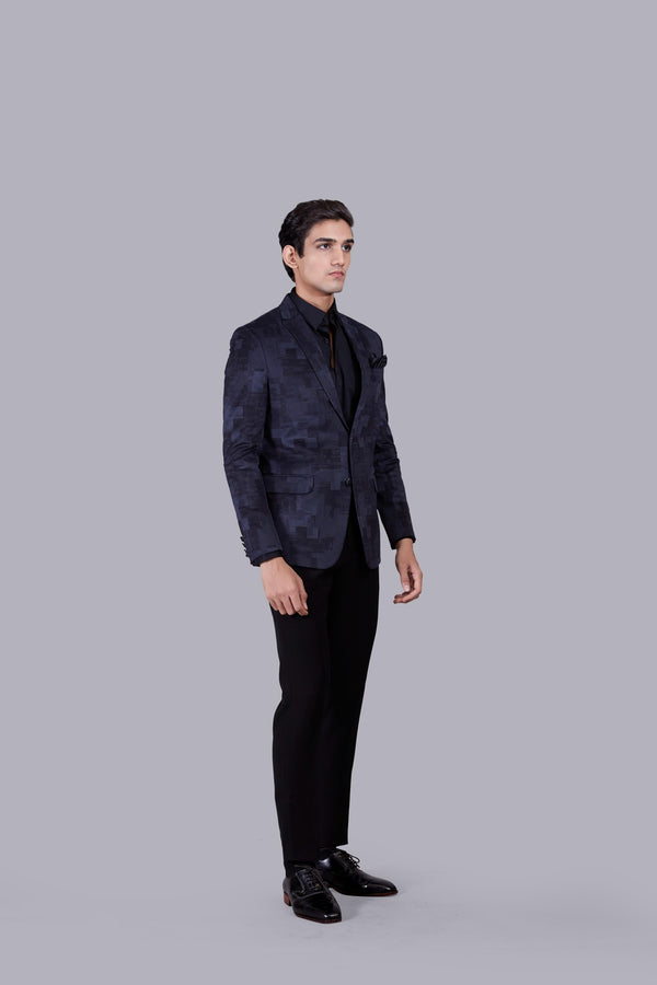 B More BLUE CORDROY PRINTED BLAZER