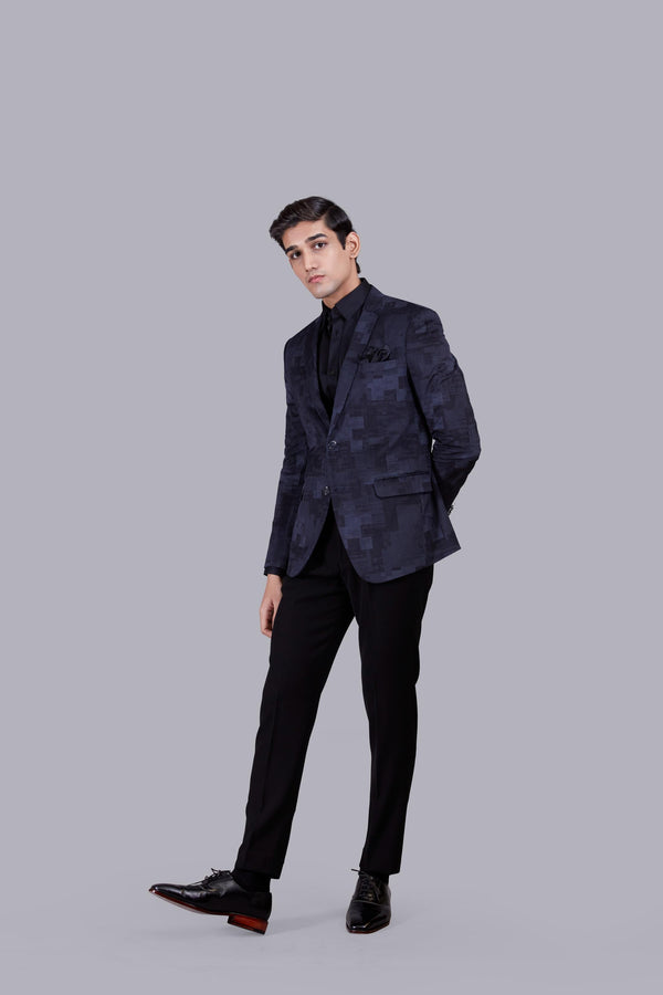 B More BLUE CORDROY PRINTED BLAZER