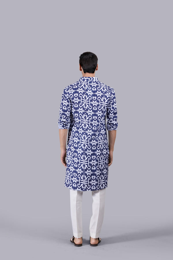 B More BLUE DIGITAL PRINT LINEN KURTA SET