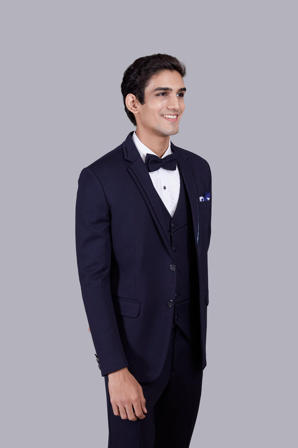 B More BLUE KNITTED LYCRA PLAIN SUIT