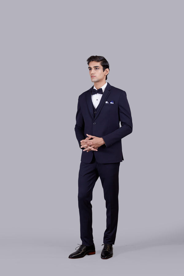 B More BLUE KNITTED LYCRA PLAIN SUIT