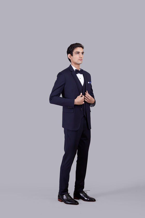 B More BLUE KNITTED LYCRA PLAIN SUIT