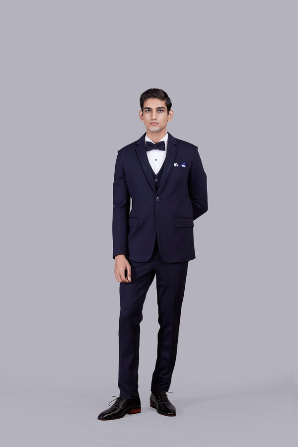 b more BLUE KNITTED LYCRA PLAIN SUIT