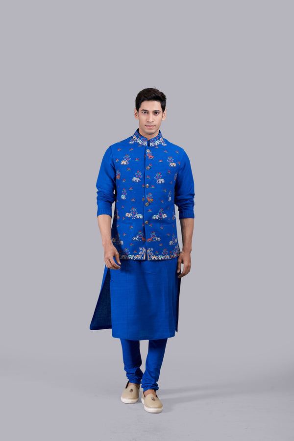 b more BLUE MATKA SILK BUNDI THREAD WORK BUNDI SET