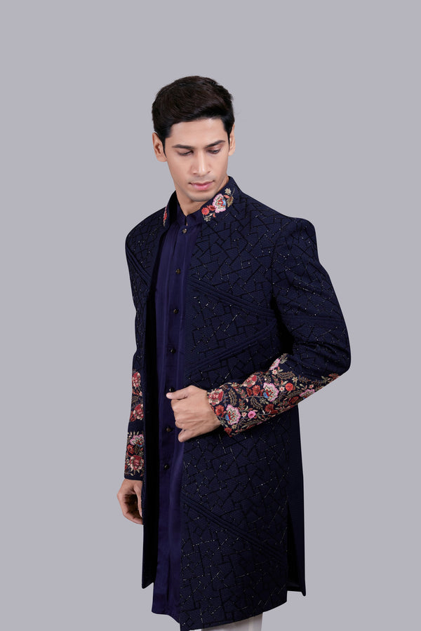 B More BLUE MODAL SILK CUTDANA WORK INDO WESTERN