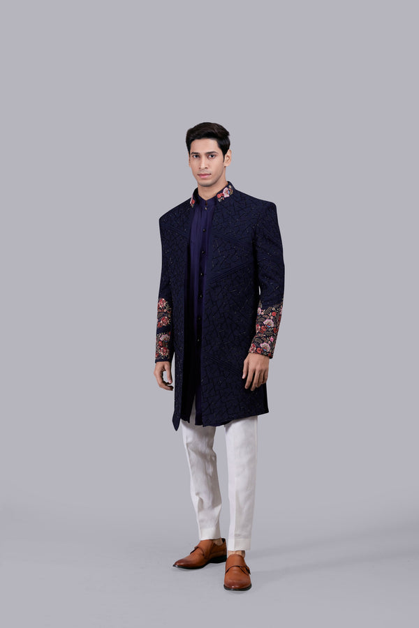 B More BLUE MODAL SILK CUTDANA WORK INDO WESTERN