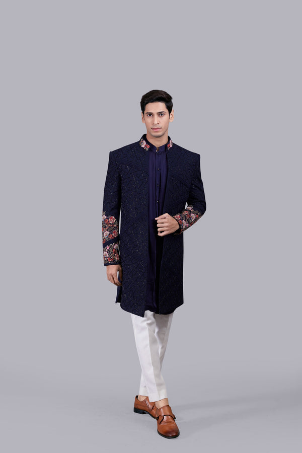 b more BLUE MODAL SILK CUTDANA WORK INDO WESTERN