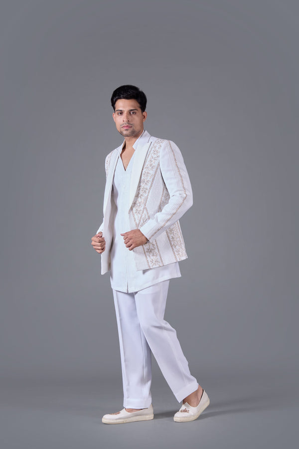 B More Celestial Charm White Indo-western