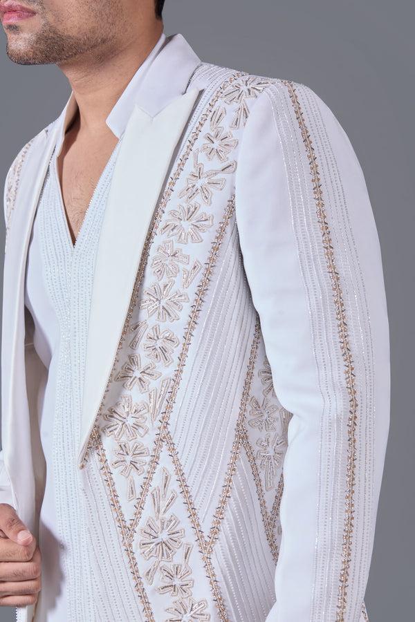 B More Celestial Charm White Indo-western