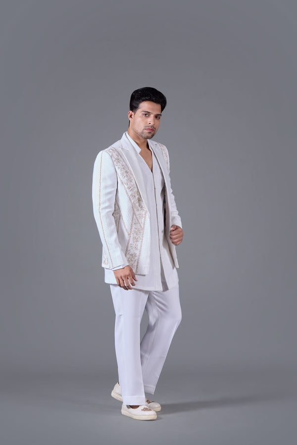 B More Celestial Charm White Indo-western
