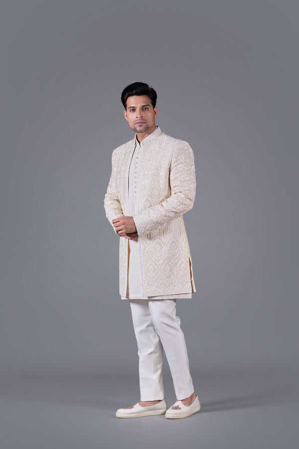 B More Champagne Royale Ivory Indo-western