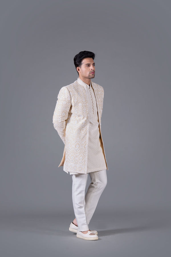B More Champagne Royale Ivory Indo-western