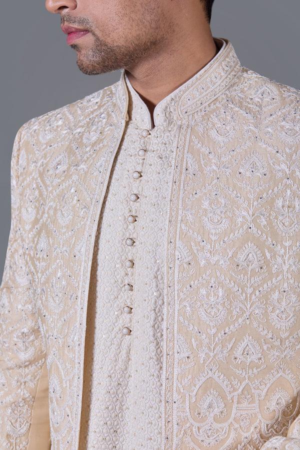 B More Champagne Royale Ivory Indo-western