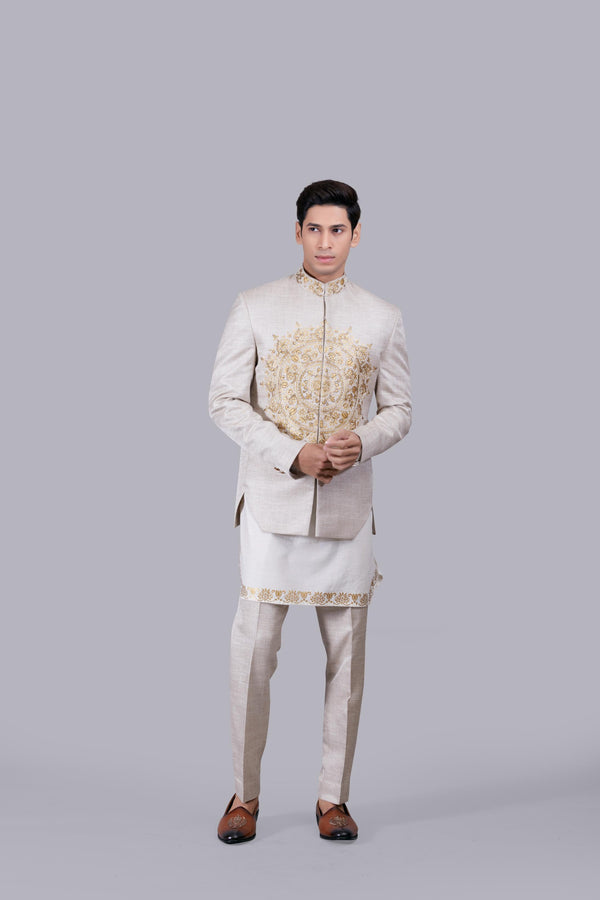 b more CREAM COTTON SILK CUTDANA WORK INDO WESTERN