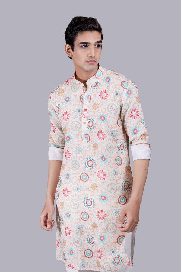 B More CREAM DIGITAL PRINT LINEN KURTA SET