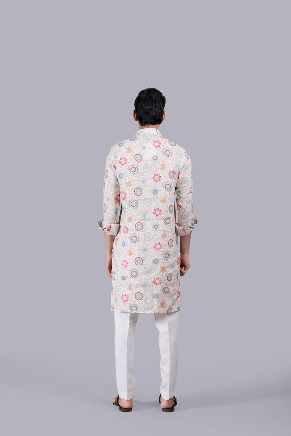 B More CREAM DIGITAL PRINT LINEN KURTA SET
