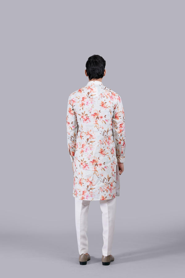 B More FLORAL MOTIF DIGITAL PRINT LINEN KURTA SET