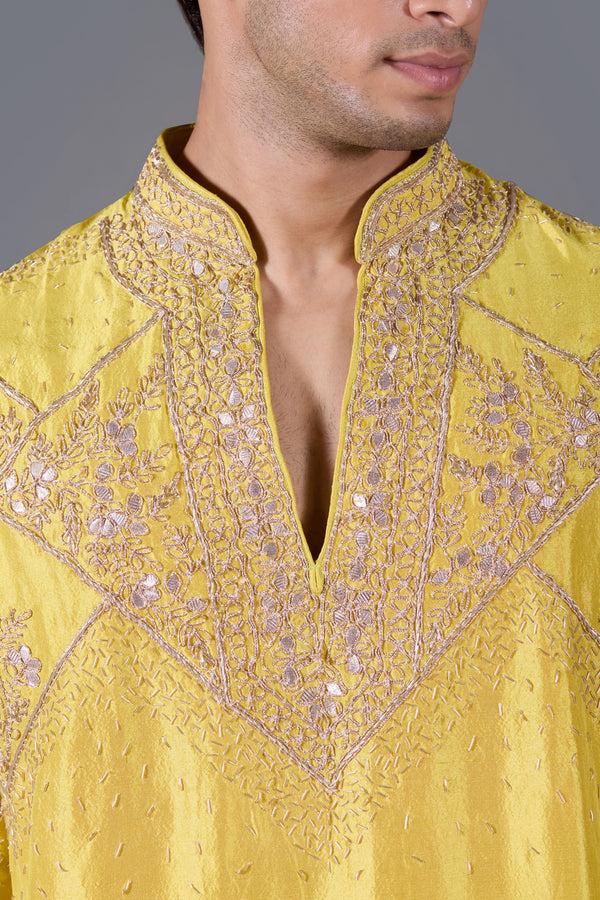 B More Golden Horizon: Yellow Silk Kurta