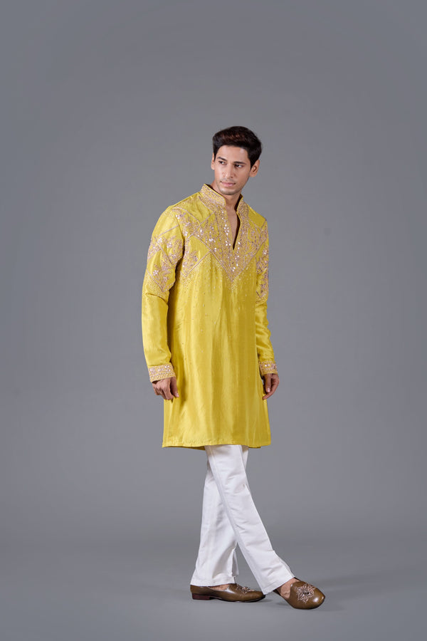 B More Golden Horizon: Yellow Silk Kurta
