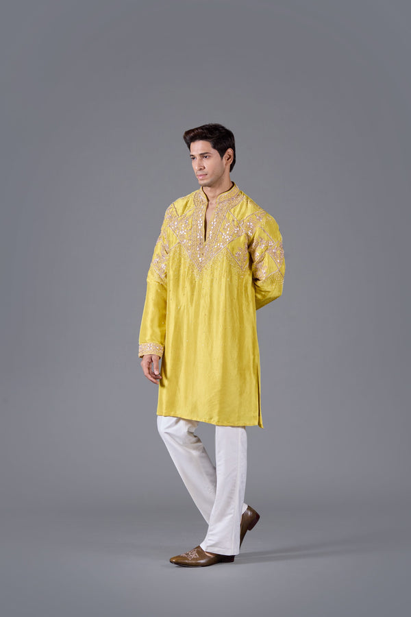 B More Golden Horizon: Yellow Silk Kurta