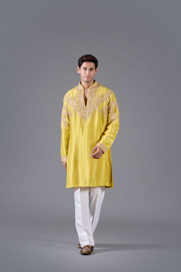 b more Golden Horizon: Yellow Silk Kurta