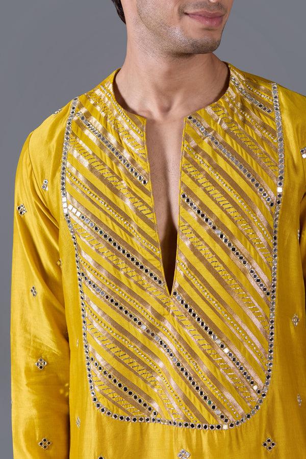 B More Golden Radiance Linen Silk Kurta