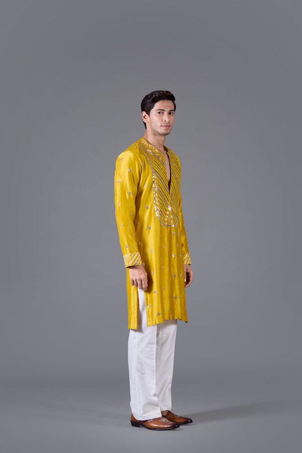 B More Golden Radiance Linen Silk Kurta