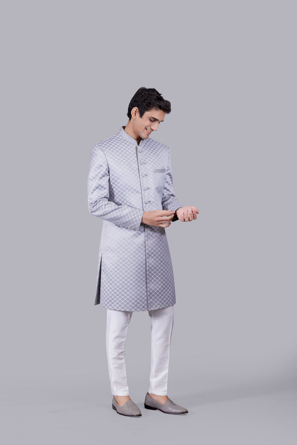 B More GREY SILK THREAD WORK INDOWESTERN