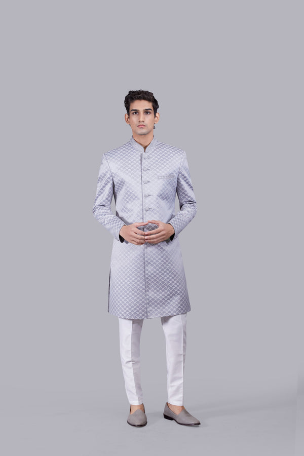 b more GREY SILK THREAD WORK INDOWESTERN