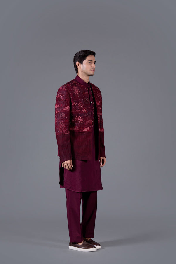 B More Imperial Garnet Ensemble Indo-Western Set